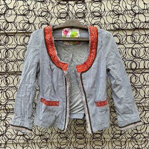 Free People Gray Blazer with Orange Accents